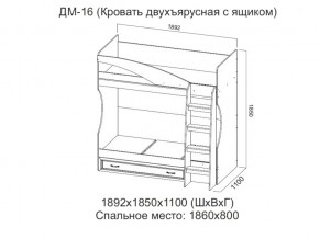 ДМ-16 Кровать двухъярусная с ящиком в Волчанске - volchansk.магазин96.com | фото