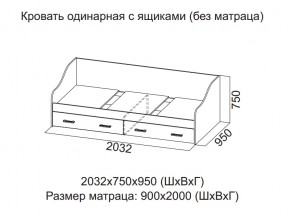 Кровать одинарная с ящиками (Без матраца 0,9*2,0) в Волчанске - volchansk.магазин96.com | фото